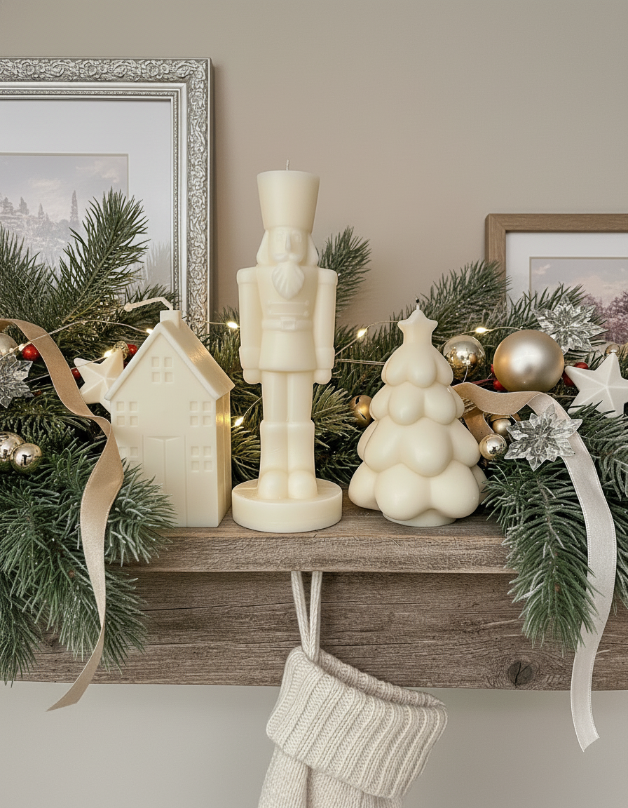 Holiday Candle Trio – Nutcracker, Tree & Winter House