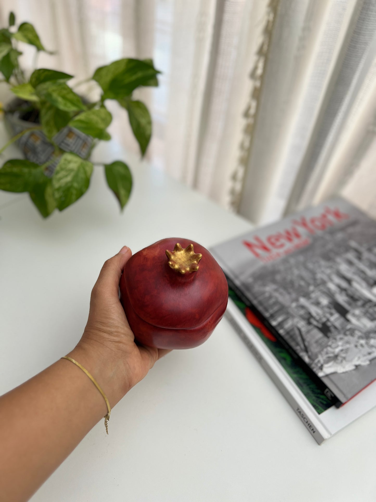 Handcrafted Pomegranate Keepsake Jar | Artisan Jewelry & Keepsake Box