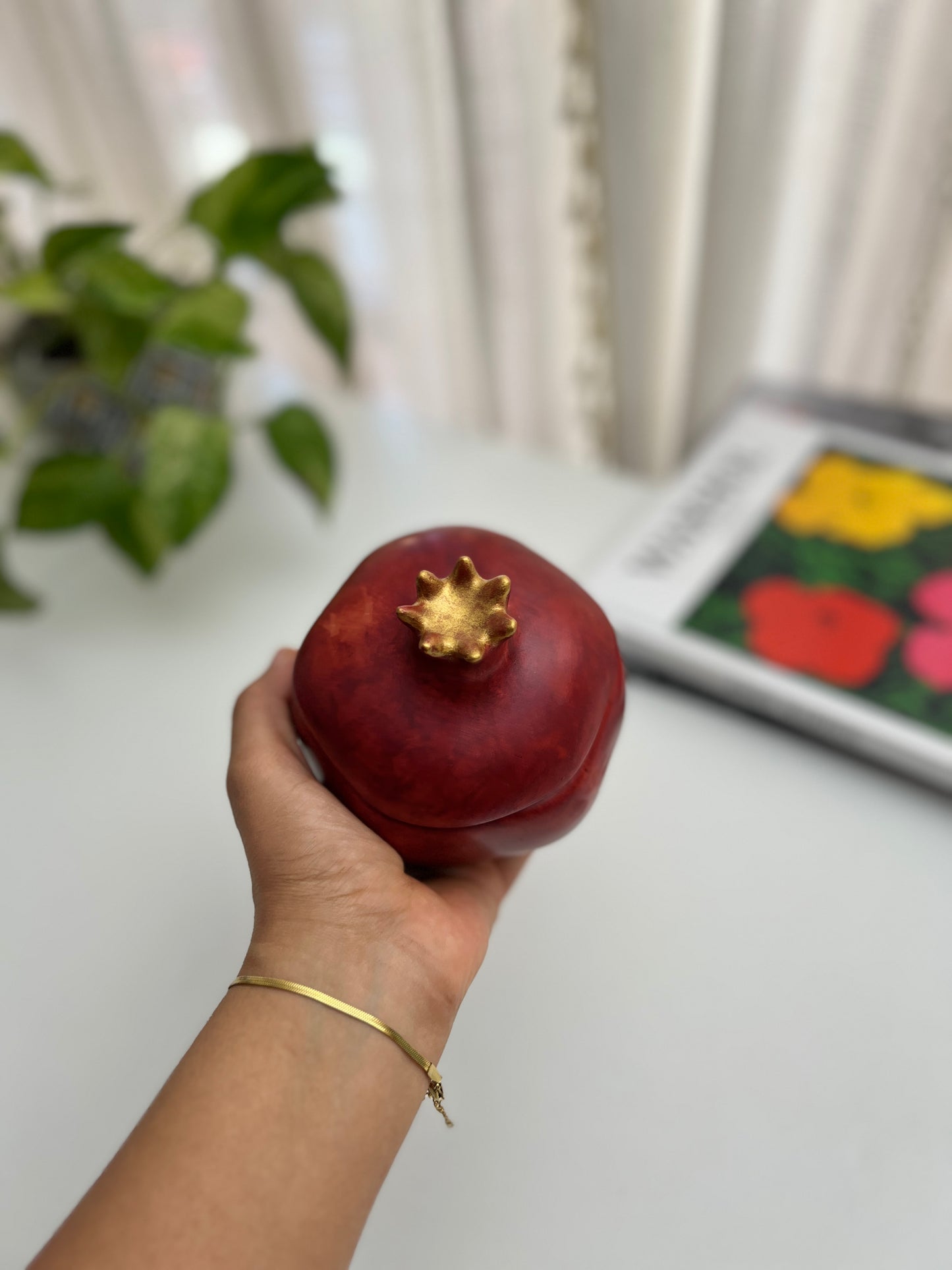 Handcrafted Pomegranate Keepsake Jar | Artisan Jewelry & Keepsake Box
