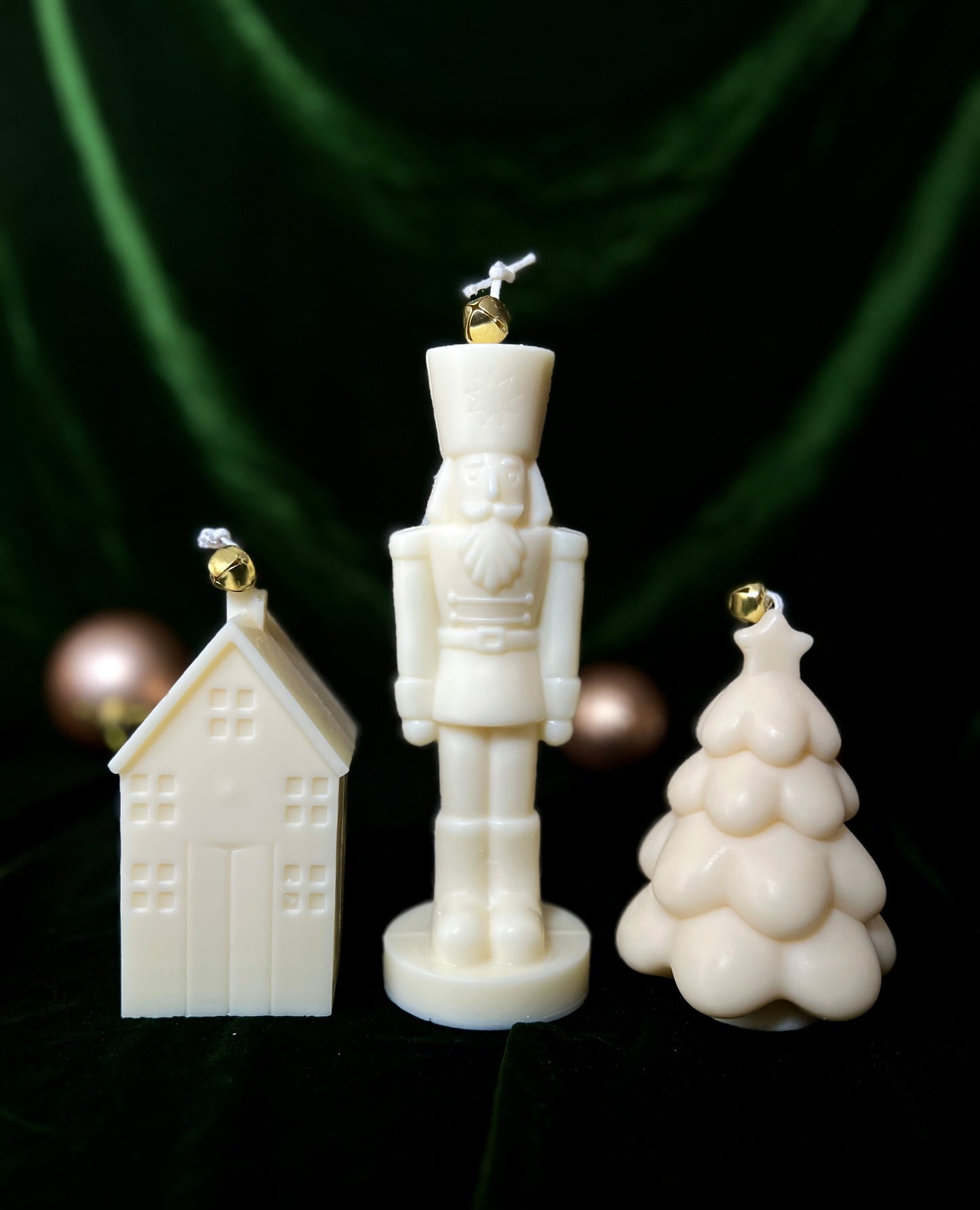 Holiday Candle Trio – Nutcracker, Tree & Winter House