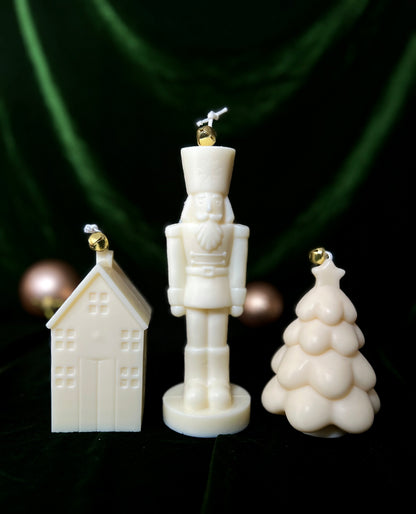 Holiday Candle Trio – Nutcracker, Tree & Winter House