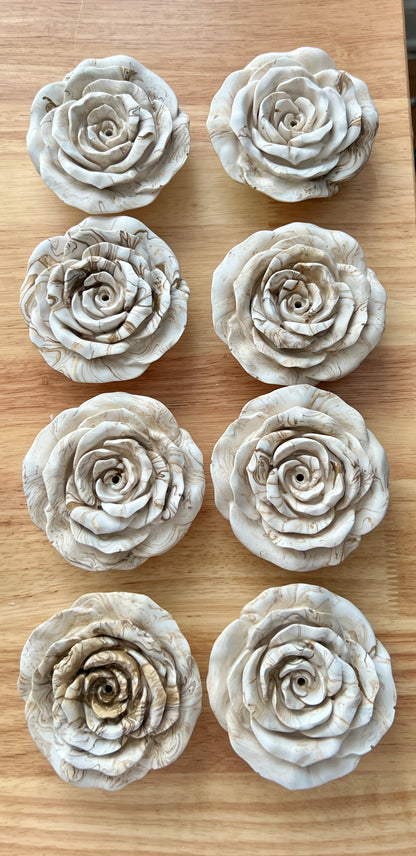 Handcrafted Rose Incense Holder_ Floral Jesmonite Incense Burner