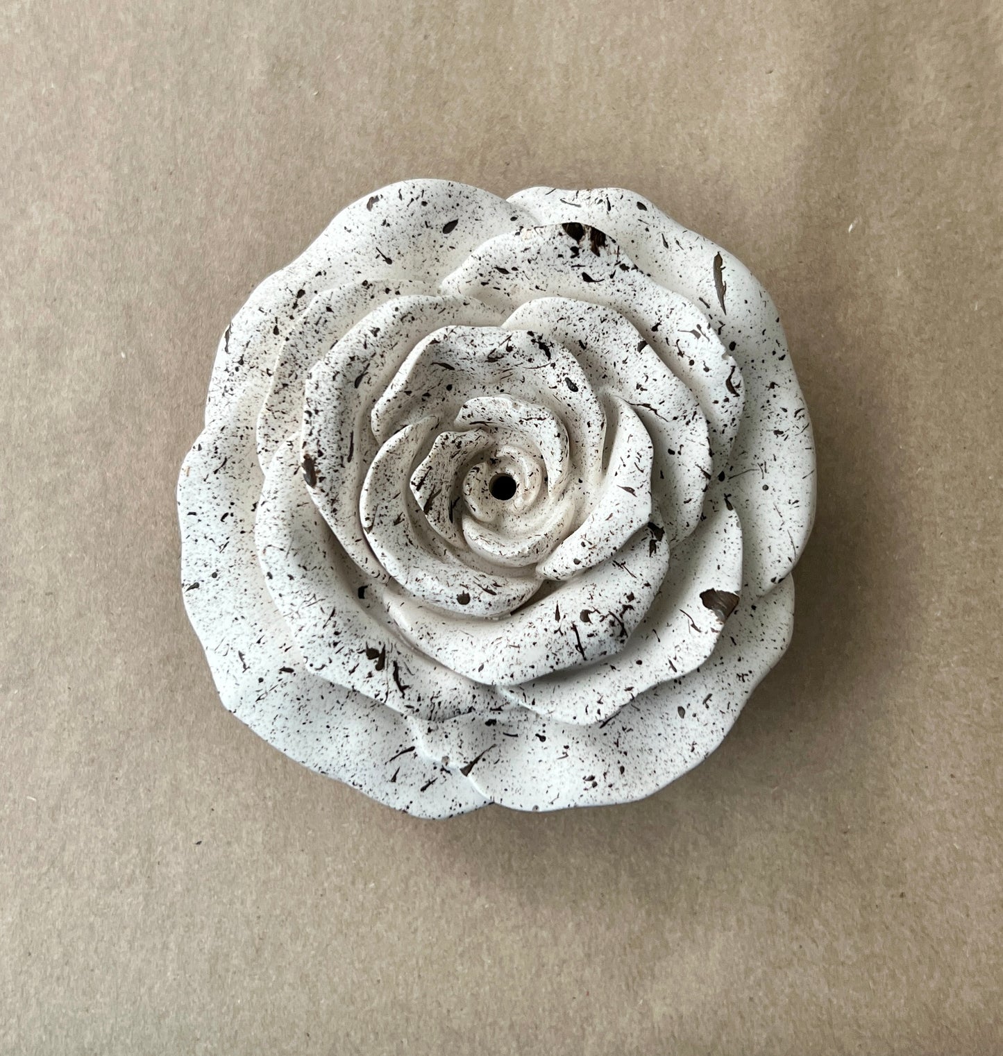 Handcrafted Rose Incense Holder_ Floral Jesmonite Incense Burner