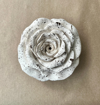 Handcrafted Rose Incense Holder_ Floral Jesmonite Incense Burner