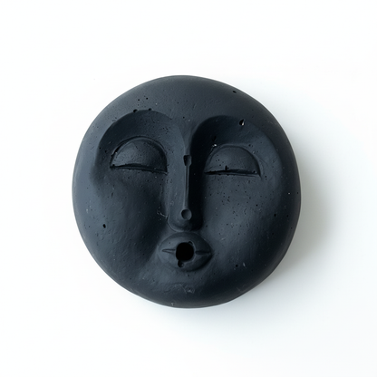 Black moon face - white background