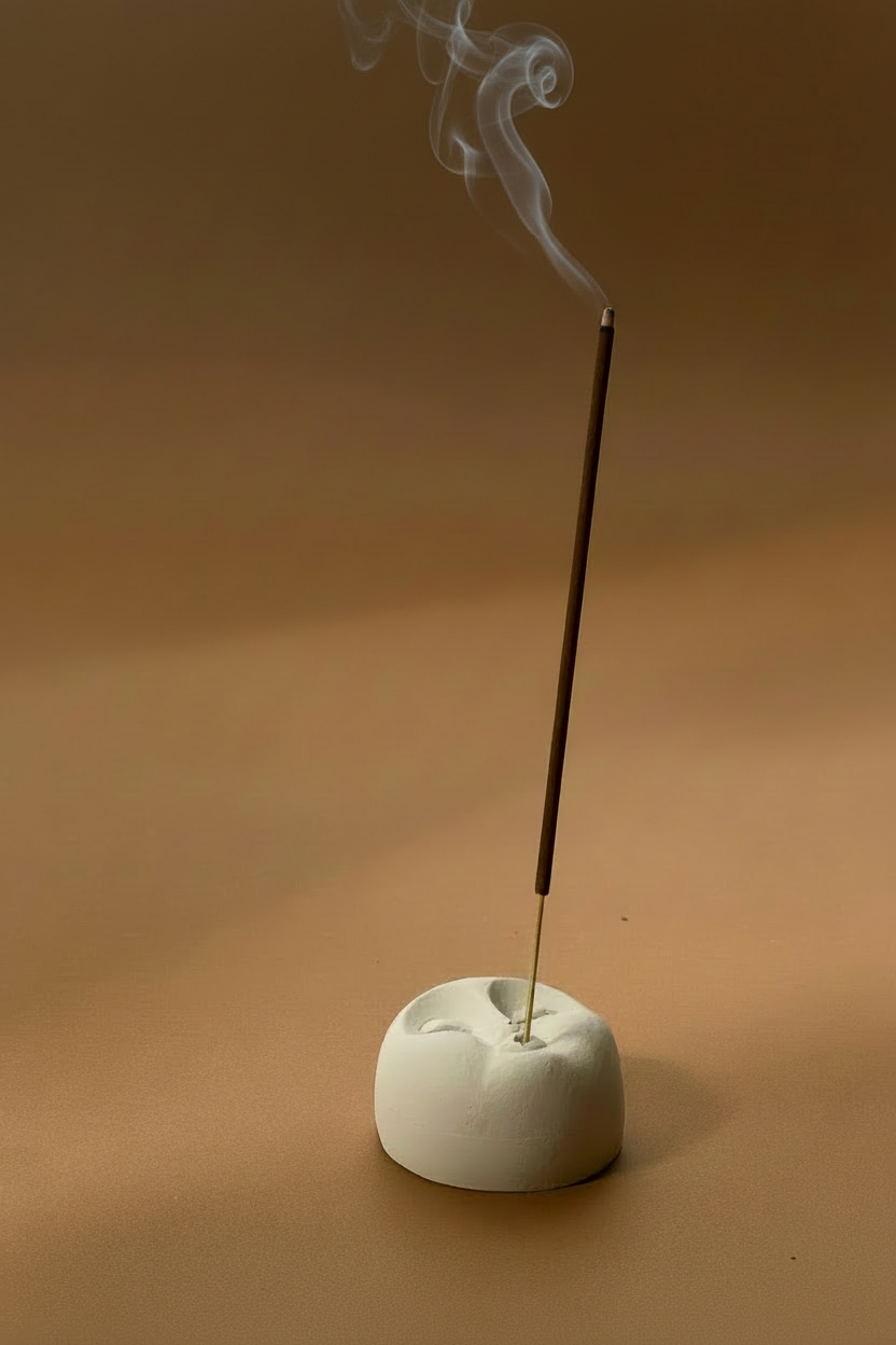 Incense holder with smoke from tip