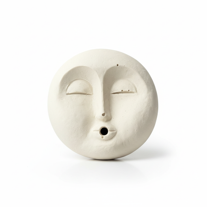 Larger white moon face - white background