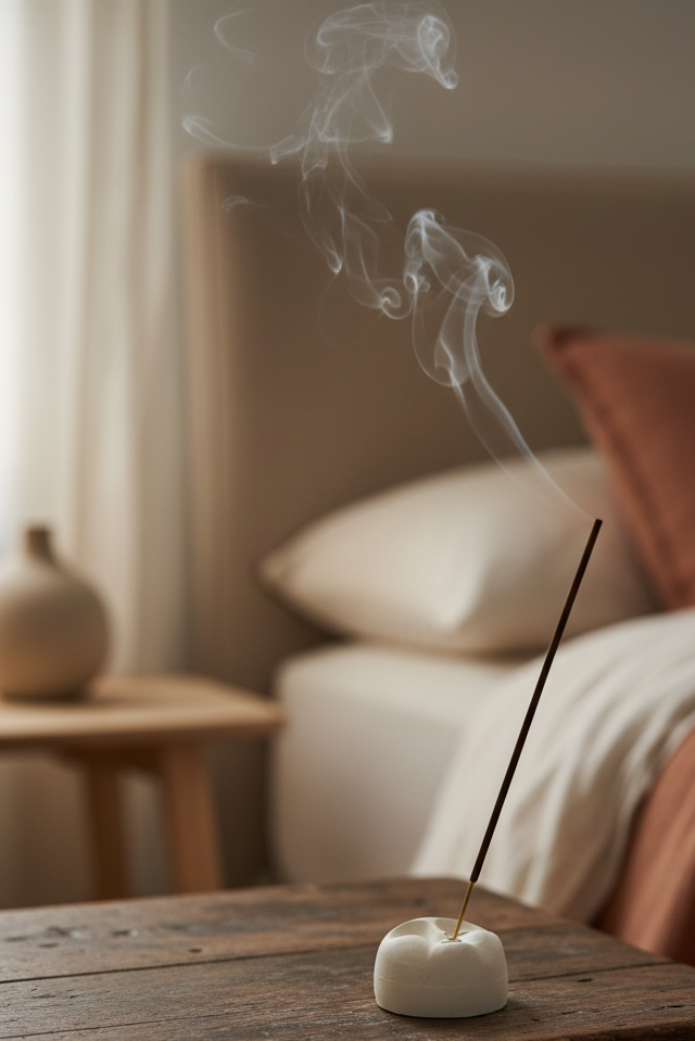 Mini Moon Face Incense Burner - Bedroom Setting