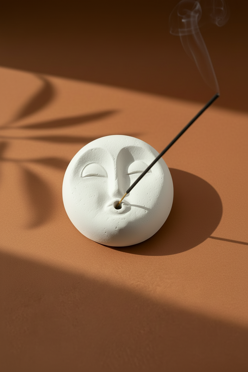 Mini Moon Face Incense Burner - Wider Shot