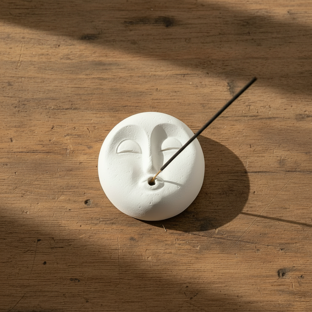 Moon Face Incense Holder – Clean Flat Lay