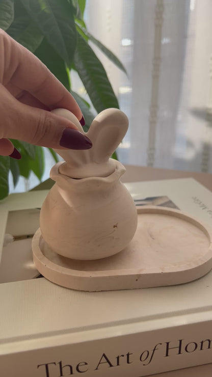 Jesmonite Bunny Jar & Tray Set | Functional Spring Decor