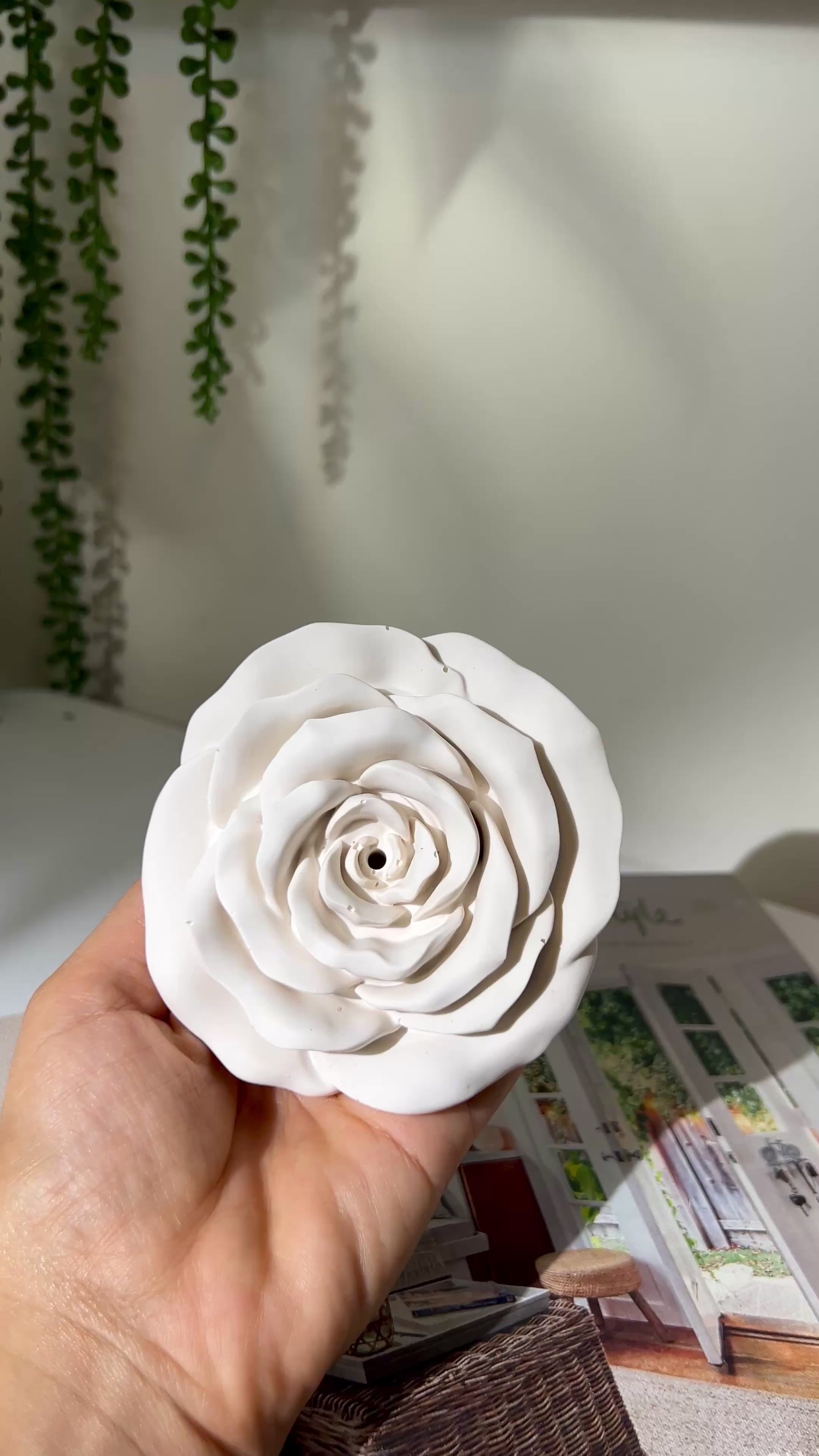 rose incense holder in hand video