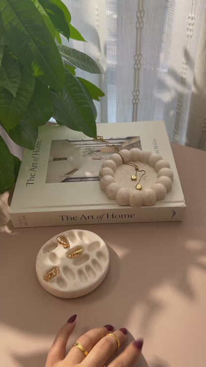 Round Jesmonite Ring Holder Tray | Minimalist Jewelry Organizer