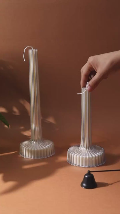 Bella Sculptural Pillar Set - Ribbed Decorative Candles - Soy & Coconut Wax Blend