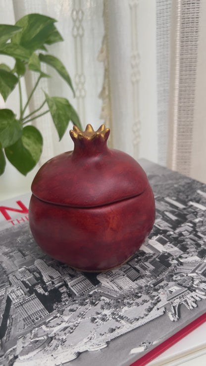 Handcrafted Pomegranate Keepsake Jar | Artisan Jewelry & Keepsake Box