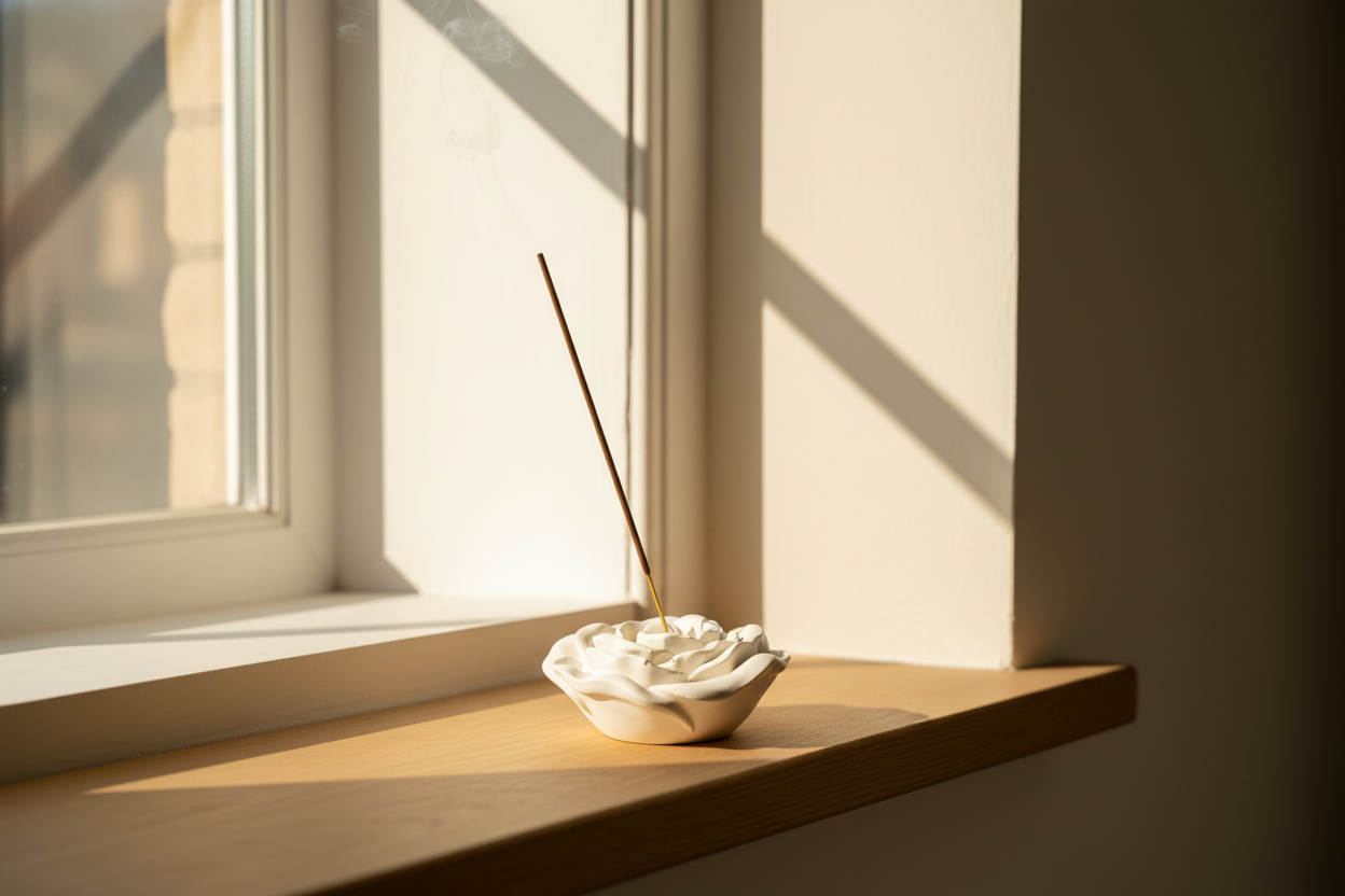 Rose Incense Holder on windowsill