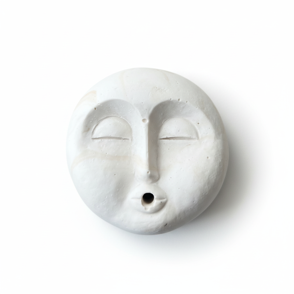 White moon face - white background