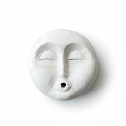 White moon face - white background